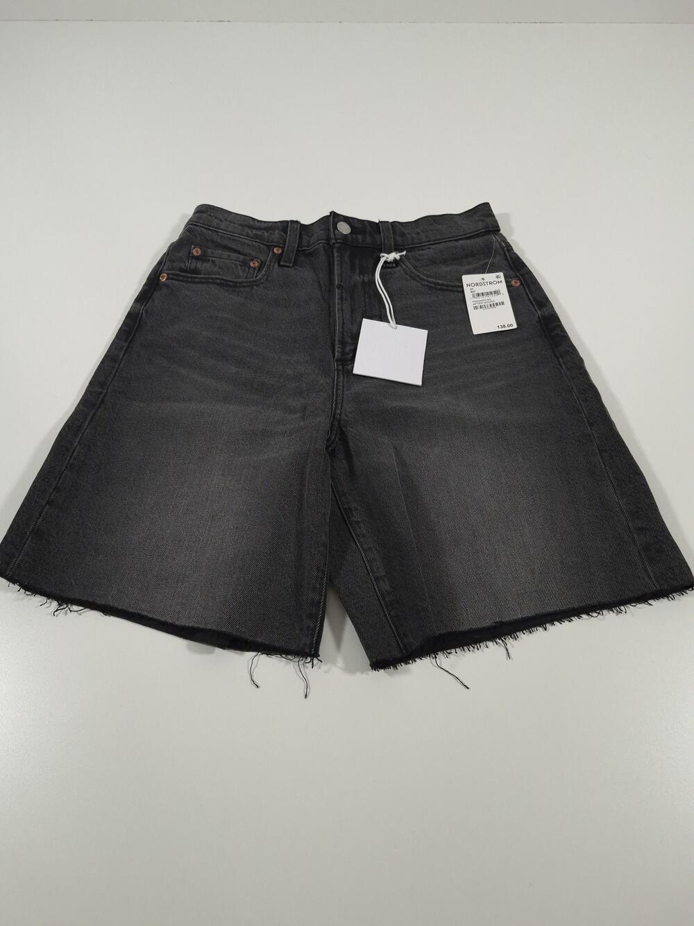 Pistola Kaylee High Rise Pinched Shorts Womens 27 Gray Denim Cutoff Long NWT